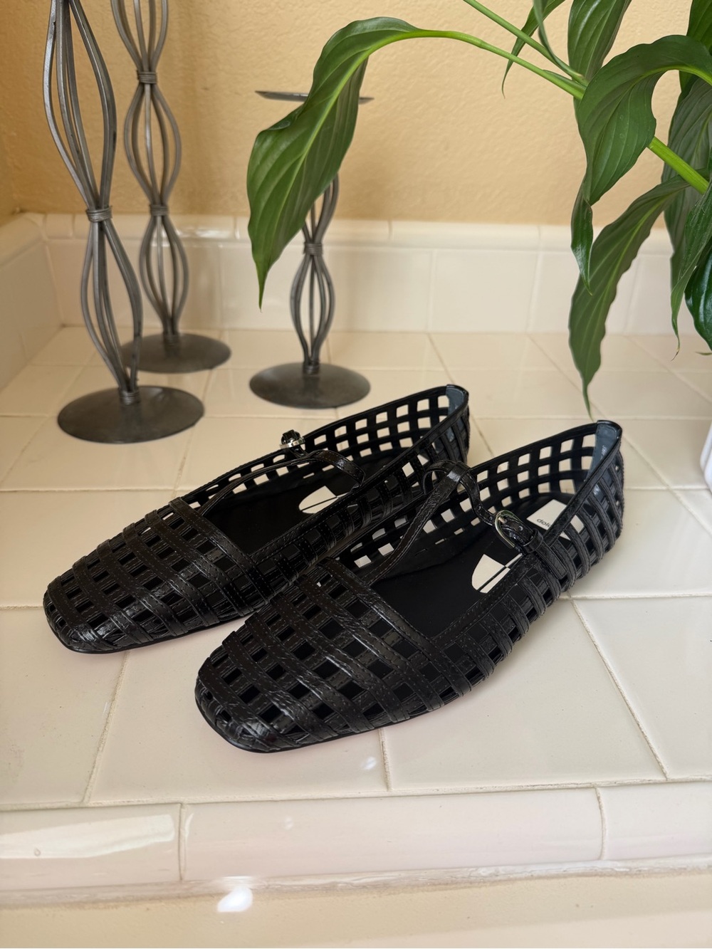 Dolce Vita Black Woven Leather Flats